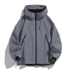 Outdoor workwear Breathable Windbreaker Zipper <b>Men</b> and Women <b>Coat</b> Spring Autumn Casual Loose Hooded Workwear Jacket Couple - Product Image 3