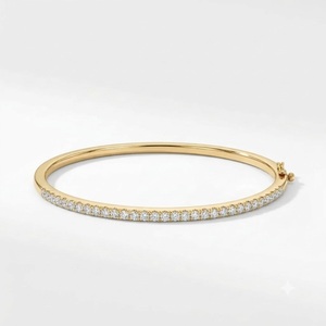 Bracelet jonc tennis délicat VB-SR91 en or massif 14 carats avec diamants de laboratoire, demi-éternité, empilable, bijou minimaliste pour le quotidien - Product Image 3