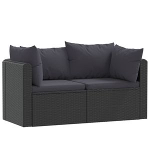 Canapé de jardin modulaire moyen en polyrotin noir – Solution de sièges extérieurs polyvalente - Product Image 2
