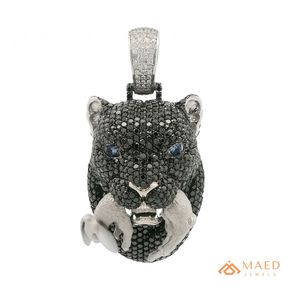 Collar con Colgante de Pantera Negra de Lujo para Hombre, con Moissanita, Estilo Hip Hop, Tono Plateado, Estilo Manhattan - Product Image 1