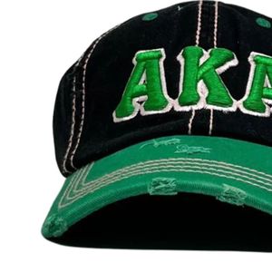 Gorra de Béisbol Verde y Negra con Letras Bordadas, Visera Desgastada, Correa Ajustable, Estilo Casual para Exteriores - Product Image 3