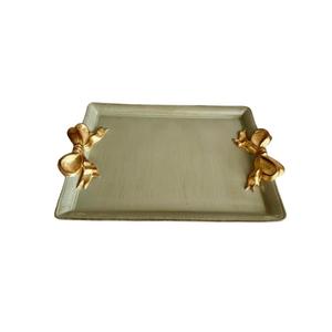 Event Party Supplies Tableware Decorative Tray With Gold <b>Bow</b> Handles For Serving And Display Use Modern Trays Home Decoration - Product Image 1