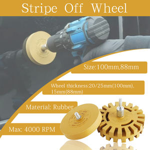 Roue de gomme en caoutchouc REZZ 3,5 pouces 4 pouces à rayures, avec tige filetée, pour enlever les décalcomanies, les rayures, les bandes de vinyle et les graphiques - Product Image 2