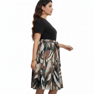 Unity Luxure Womens Premium Crepe Solid Top with Printed Flared Midi <b>Skirt</b> - Product Image 4