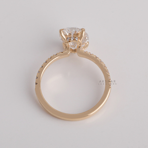 Anillo de Compromiso de Oro Sólido de 14K con Diamante Cultivado en Laboratorio de Corte Ovalado, Banda con Micropavé, Joyería Nupcial, Certificado IGI, Venta al Por Mayor de Fábrica - Product Image 5