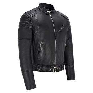 Veste de moto en cuir synthétique 100% de qualité supérieure pour hommes, col montant, logo sur le devant, imperméable, coupe-vent, pour l'hiver - Product Image 3