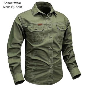 Mens Shirt Long Sleeve Cotton Button <b>Down</b> Work Shirts with Pockets - Product Image 3