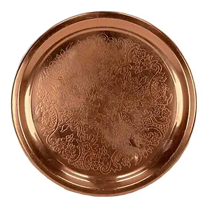 铜圆形古典设计师菜盘餐饮服务服务器手工金属充电器盘服务器盘