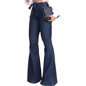 ELEGANT CORPORATION Jean droit taille mi-haute longueur intégrale en denim bleu délavé grande taille pour femme décontracté avec fermeture éclair respirant - Product Image 3