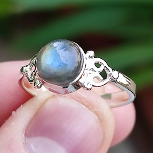<b>Labradorite</b> <b>Ring</b> 925 Sterling Silver Handmade Boho Statement Promise Jewelry for Women Natural Round Shape Gemstone Jewelry - Product Image 1