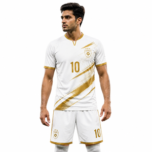 Ensemble de maillots de football noirs personnalisés pour hommes, uniforme de football par sublimation, kit d'entraînement respirant à séchage rapide, vêtements d'équipe, shorts, logo personnalisé - Product Image 1