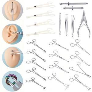 Juego de Herramientas de Acero Inoxidable para Perforaciones Manuales, 1 Pieza, para Nariz, Oreja, Labio, Ombligo, Lengua y Ombligo Artificial - Product Image 1
