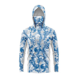 เสื้อฮู้ดกันแดด UPF50+ แห้งเร็ว สำหรับกีฬาทางน้ำ ตกปลา พร้อมหน้ากาก  รับทำโลโก้แบบ OEM ODM - Product Image 4