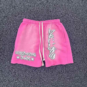 Fabricant de shorts épais en éponge française lavés à la pierre avec impression personnalisée Shorts vintage vieillis pour hommes - Product Image 2