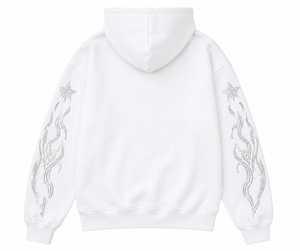 Sudadera con capucha de forro polar para hombre, estilo urbano de invierno, extragrande, de punto grueso, poliéster/algodón, con cremallera, pedrería, transpirable, degradado - Product Image 2