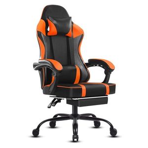 Ergonomic PU Leather Gaming Chair with Adjustable Height Wheels for Office Desk or Video Game Play - Product Image 1