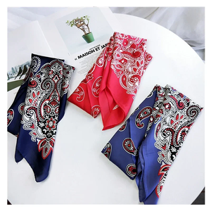 70cm Fashion Bandana Hair Scarf For Women Paisley Print Kerchief Silk Satin Head Scarfs Square Shawl <b>Wraps</b> <b>Neck</b> Scarves For Lady - Product Image 1