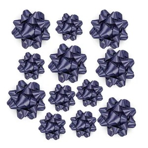 Eco-Friendly Polyester Star Bow <b>Gift</b> Ribbons Satin Woven Dark Blue Solid <b>Christmas</b> Decorative Bows - Product Image 1
