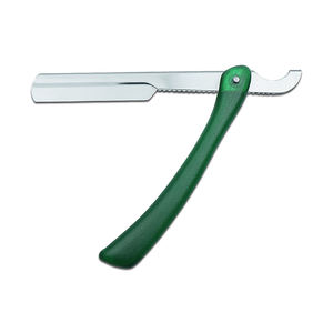 Rasoir droit finition verte, lames en acier à haute teneur en carbone, manche en plastique, design ergonomique, système de lames remplaçables pour usage professionnel des barbiers - Product Image 2