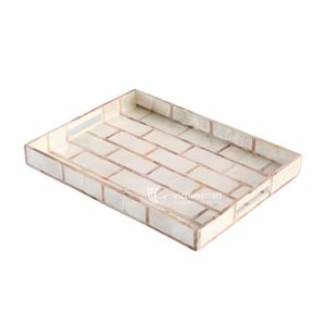 Rectangle Modern Mother Pearl Inlay Vanity Tray Brick Pattern Shell Mosaic Amenities Holder Bathroom <b>Dressing</b> <b>Table</b> Tabletop - Product Image 1
