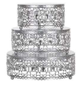 Hot Selling Wedding <b>Three</b> <b>Tiers</b> Tall <b>Cake</b> <b>Stand</b> With Round Placemats Displays Creative Engraving Designs Metal <b>Cake</b> <b>Stand</b> - Product Image 6
