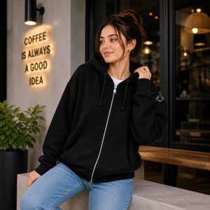 Heritage Masonic Regalia Delta Sigma Women's Black Hoodie Cotton Fleece Slim Fit Red Sweatshirt Full <b>Zipper</b> Heavyweight Knitted - Product Image 4