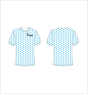 T-shirt personnalisé sublimé, imprimé sur toute la surface, motif à pois blancs et bleus, unisexe, col rond, respirant, en polyester, Ferocious Clothing - Product Image 1