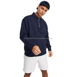 Nouveau design JWIN – Sweat à capuche pour homme, col rabattu, coupe classique, brodé, 100 % coton, motif uni bleu marine, hiver, 330g - Product Image 1