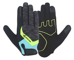 Gants de cyclisme Daizen Star à doigts entiers, respirants, enduits de polyuréthane, impression numérique, fermeture auto-agrippante, unisexe, noir et vert lime - Product Image 1
