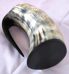 Chope à boire Viking en corne de buffle, faite à la main, naturelle et polie, style médiéval FAIZA CRAFT - Product Image 5