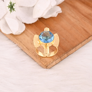Blue Topaz Hydro <b>Adjustable</b> <b>Ring</b> Handmade Gemstone Jewelry for Women - Product Image 3