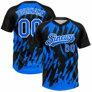 Custom Team Baseball Jersey Digital Printed Polyester Quick Dry Fitted Sports <b>Shirt</b> <b>Henley</b> Neck with Name and Number - Product Image 1