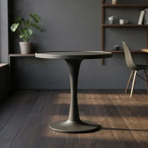 Table d'appoint noire moderne avec plateau rond, meuble d'appoint sur piétement, table d'appoint minimaliste pour salon, chambre, salle de séjour, décoration intérieure - Product Image 2