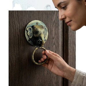 Battant de porte en fer forgé motif visage d'éléphant, design traditionnel, artisanat écologique, imperméable, durable, accessoires pratiques - Product Image 3