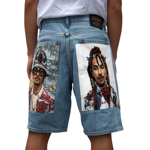 Pantalones Cortos de Mezclilla para Hombre, Cintura Alta, Estilo Vintage, Lavado, Resistentes al Viento, Hasta la Rodilla, Elásticos, Casuales, con Cierre de Botones - Product Image 4