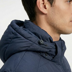 Hot Sale <b>Men</b> Navy Blue Hooded Puffer <b>Jacket</b> With Front Logo Zip Closure Windproof Winter Casual Outerwear Streetwear - Product Image 4