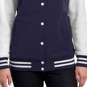 Women Cropped Varsity Jacket Custom Log Crop Short Varsity Jacket Long Sleeves Black <b>Dye</b> Custom White Striped Embossed Embroider - Product Image 4