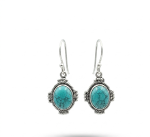 925 Sterling Silver Turquoise Drop <b>Earrings</b> Vintage Boho Oval Gemstone <b>Dangle</b> <b>Earrings</b> Rose <b>Gold</b> Yellow <b>Gold</b> Plated Gift Her - Product Image 1