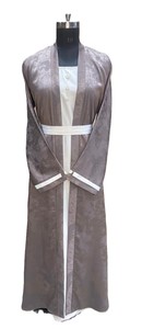Women's Long Sleeve Shawl Collar Floor Length Coty Burkha Abaya Dress Solid Color Modest Loose Fit Silk Traditional Daily Wear - Product Image 3