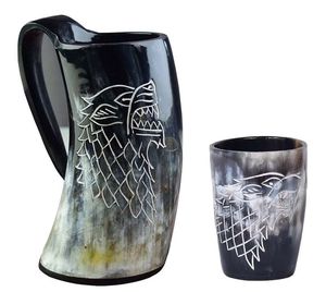 Chope à bière en corne de Viking polie, écologique, en corne naturelle, artisanale, de luxe, d'inspiration médiévale, avec logo de Noël, anti-fuite - Product Image 5