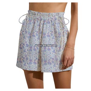 Shorts décontractés à cordon élastique pour femme, en coton imprimé, pour l'été, la détente et la plage - Product Image 4