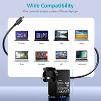 شاحن لابتوب USB-C بقوة 65 واط متوافق مع لينوفو ثينك باد، إتش بي، ديل، أسوس، كروم بوك، أيسر، سامسونج، ماك بوك