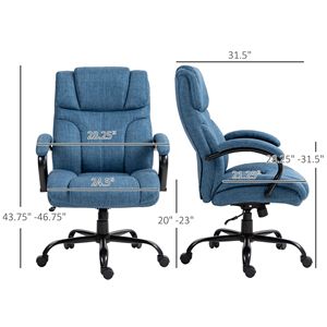 Sedia da Ufficio Direzionale Blu Grande e Robusta da 227 kg, Certificata BIFMA, in Alluminio, con Altezza Regolabile e Ruote Girevoli - Product Image 3