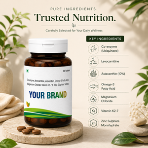 Private Label Coenzyme Q10 Levocarnitine Astaxanthin Omega 3 Magnesium Zinc <b>Tablets</b> for Herbal Wellness Support - Product Image 4