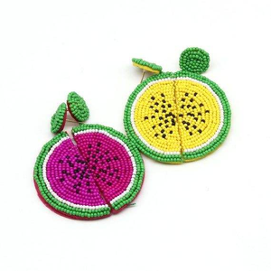 Fashionable Trendy Beaded Embroidery <b>Red</b> Strawberry <b>Earrings</b> In Handmade Fancy Design With Multicolor For Women And Girls - Product Image 1