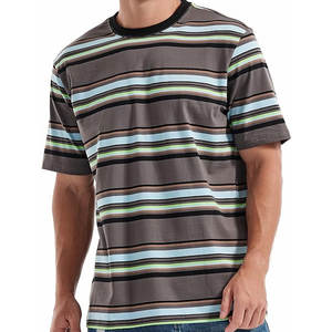 Camiseta de Moda para Hombre, Corte Holgado, Cuello Redondo, Rayas, Informal, Verano, Manga Corta, Algodón, Estilo Urbano, Ligera y Cómoda - Product Image 1