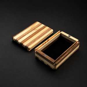 Boîte à bijoux en bois rayée avec couvercle, organisateur de rangement rectangulaire en bois naturel - Product Image 4