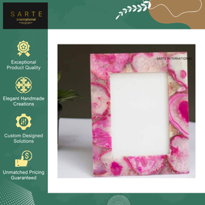 High Quality Bulk Supply Customizable Home Decor Natural Stone Handmade Rose Quartz Agate <b>Photo</b> <b>Frame</b> for Picture Display - Product Image 2