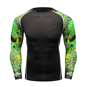 Custom MMA Nylon Spandex Rash Guard With Lightweight Flatlock Seams And Custom Logo Long Sleeve <b>Compression</b> <b>Shirt</b> <b>For</b> Training - Product Image 2