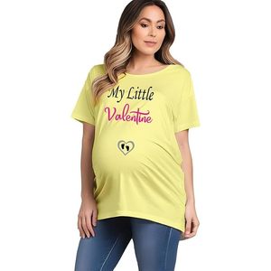 T-shirt de maternité My Little Valentine pour femme, coupe ample, en coton bleu, manches courtes, col rond, haut décontracté, printemps-été - Product Image 3